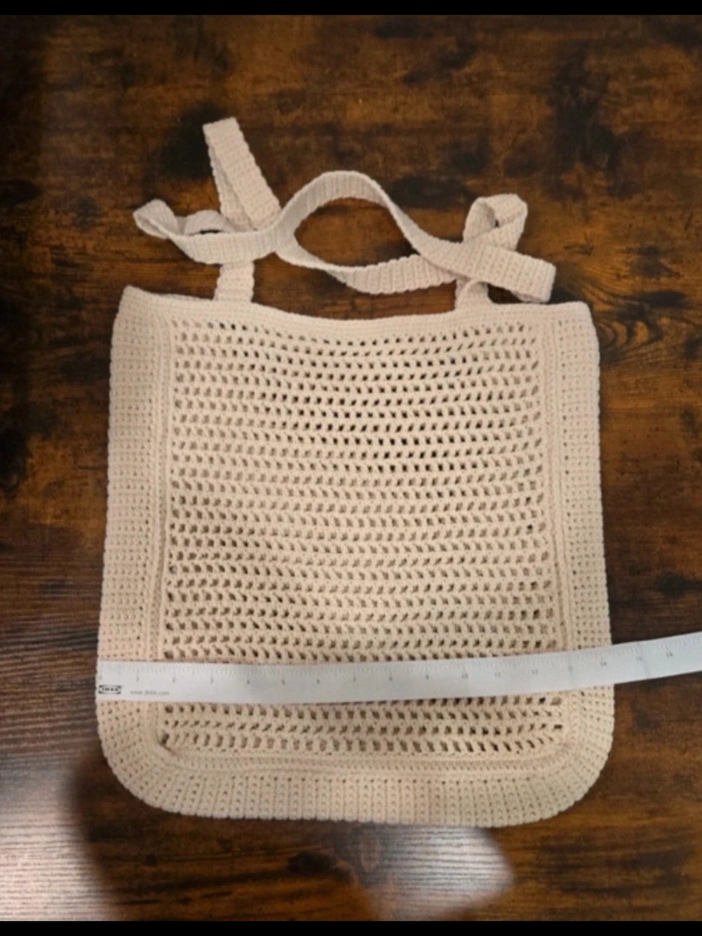 Neutral Cream Crochet Tote Bag with Comfortable Straps
